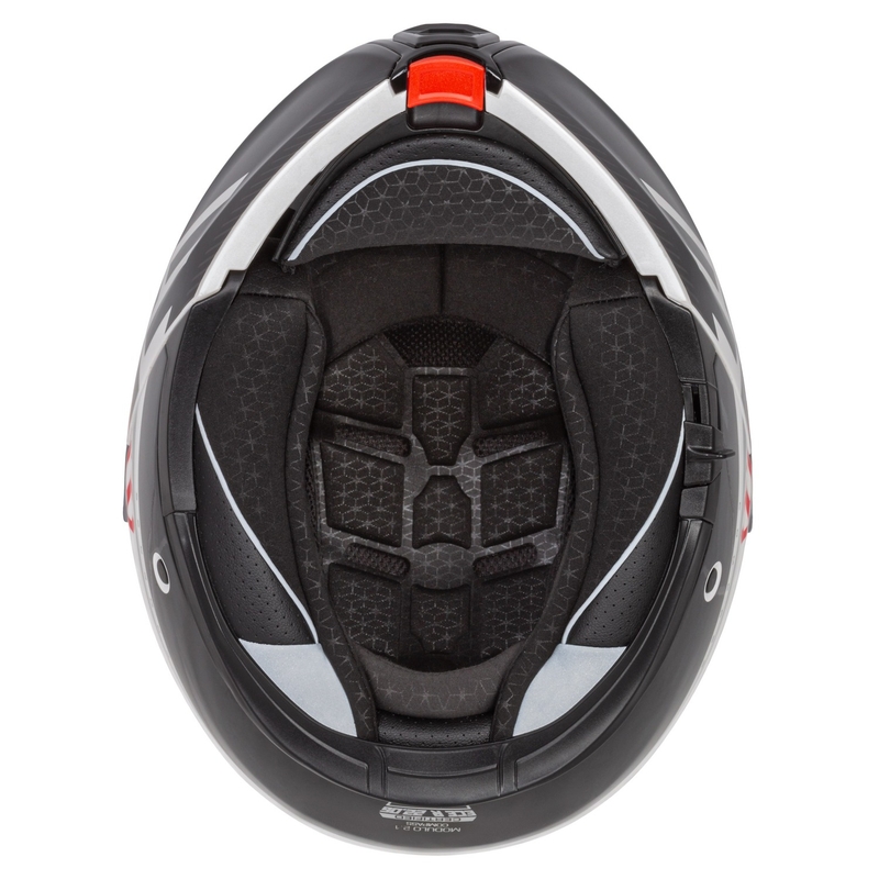 Cassida Modulo 2.1 Compass flip-up motorhelm parelwit-zwart-rood-zilver