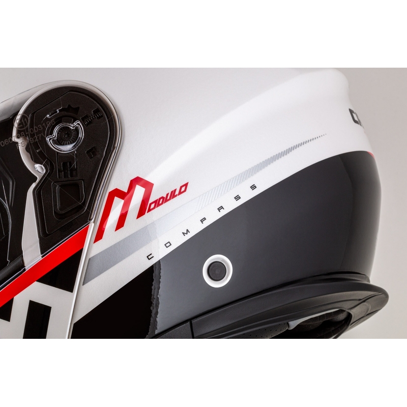 Cassida Modulo 2.1 Compass flip-up motorhelm parelwit-zwart-rood-zilver