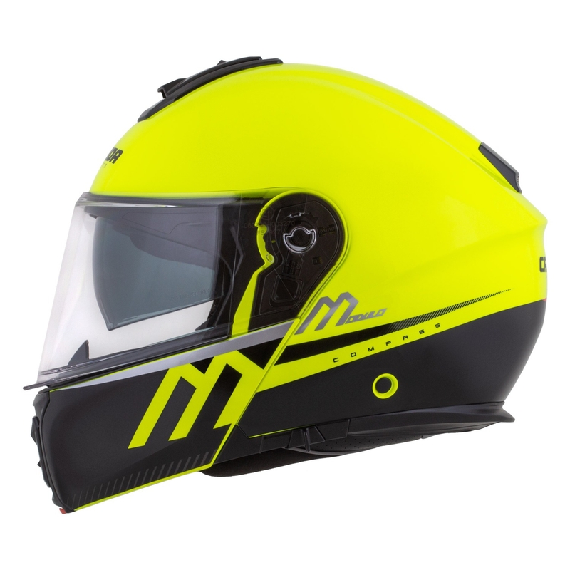 Cassida Modulo 2.1 Compass fluo geel-zwart-zilver-rood opklapbare motorhelm