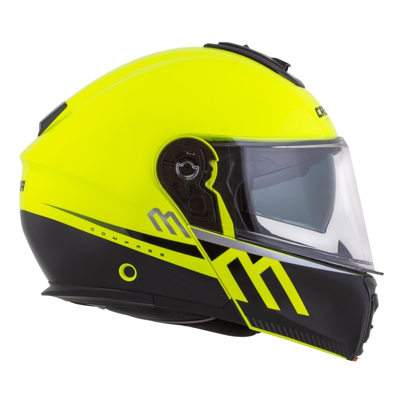 Cassida Modulo 2.1 Compass fluo geel-zwart-zilver-rood opklapbare motorhelm