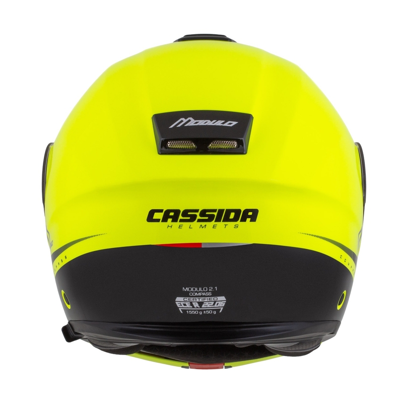 Cassida Modulo 2.1 Compass fluo geel-zwart-zilver-rood opklapbare motorhelm