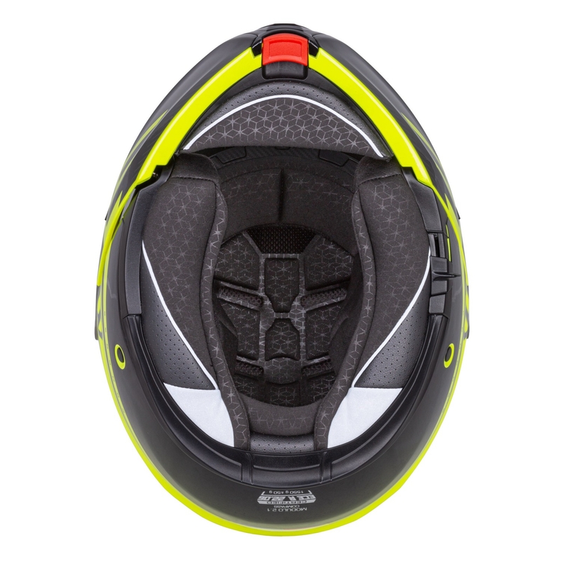 Cassida Modulo 2.1 Compass fluo geel-zwart-zilver-rood opklapbare motorhelm