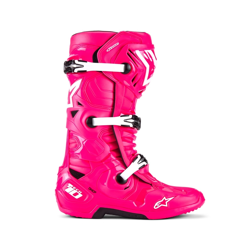 Alpinestars Tech 10 motorlaarzen roze-zwart-wit