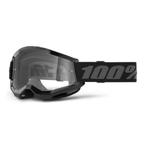 Kinder motorcrossbril 100% STRATA 2 zwart helder plexi
