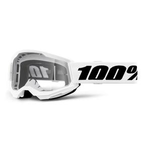 Kinder motorcrossbril 100% STRATA 2 wit helder plexi
