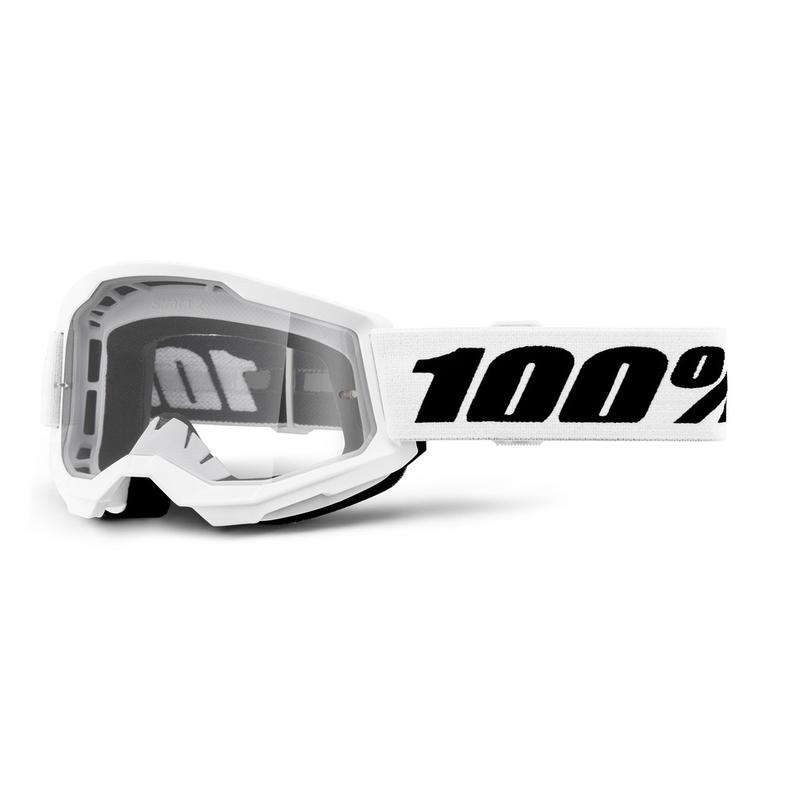 Kinder motorcrossbril 100% STRATA 2 wit helder plexi