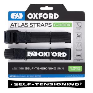 Oxford Atlas G-haak bagageriemen 2 stuks zwart 26mm x 1,2 m
