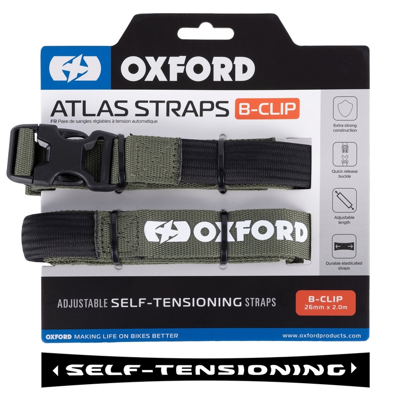 Oxford Atlas B-Clip bagageriemen 2 stuks groen 26 mm x 2 m
