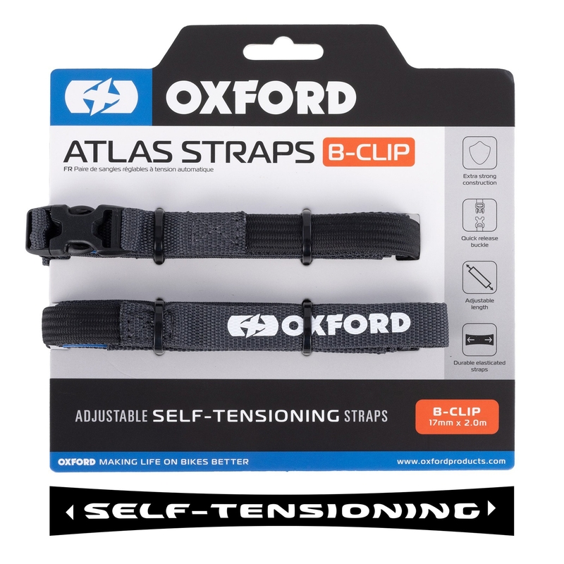Oxford Atlas B-Clip bagageriemen 2 stuks grijs 17 mm x 2 m