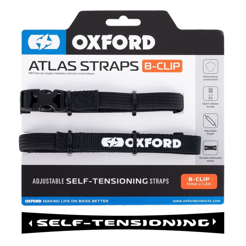 Oxford Atlas B-Clip bagageriemen 2 stuks zwart 17 mm x 1,2 m