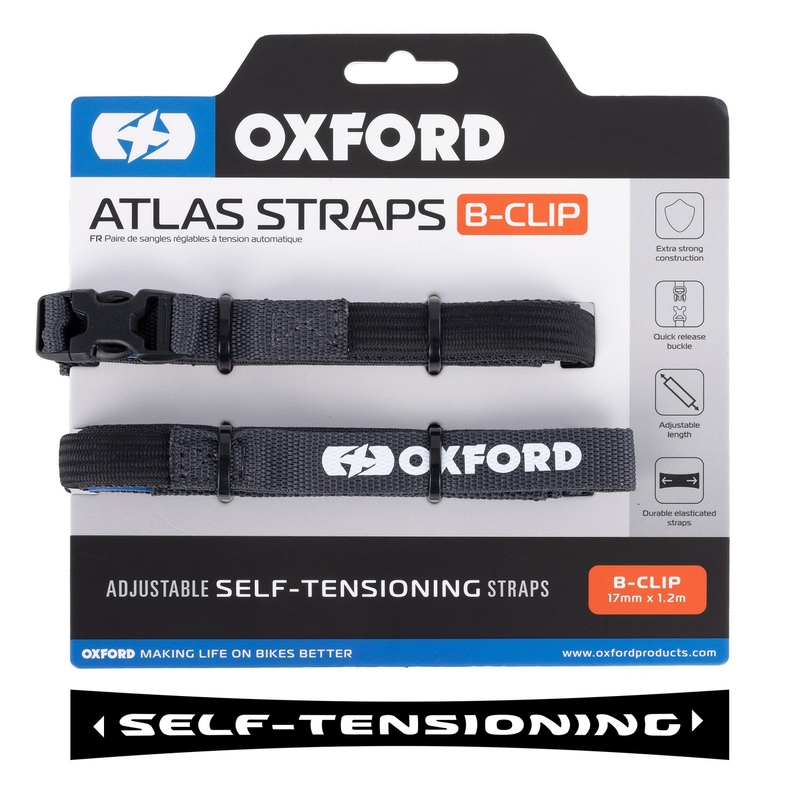 Oxford Atlas B-Clip bagageriemen 2 stuks grijs 17 mm x 1,2 m