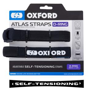 Oxford Atlas D-Ring bagageriemen 2 stuks zwart 26 mm x 1,2 m