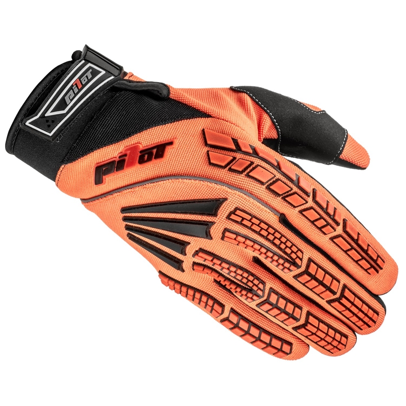 Motorcrosshandschoenen voor kinderen Pilot Pioneer fluor oranje-zwart