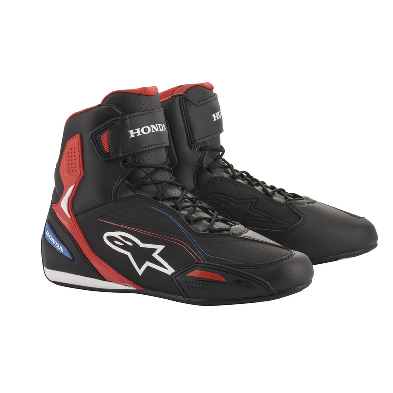 Alpinestars Faster-3 Honda collectie zwart-rood-blauwe motorlaarzen