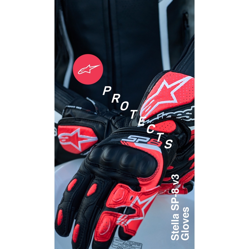 Alpinestars SP-8 motorhandschoenen voor dames zwart, wit en roze