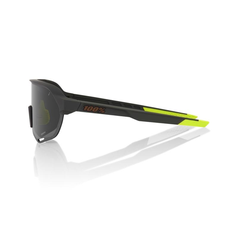Zonnebril 100% - USA S2 zwart-fluogeel met rookglas
