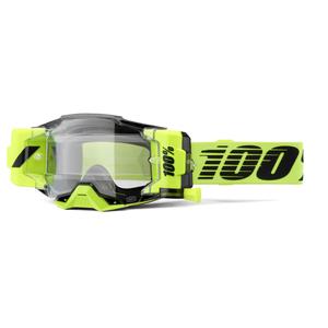 Motorcrossbril 100% - USA Armega Forecast fluogroen (helder glas)