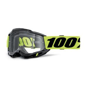 Motorcrossbril 100% ACCURI 2 OTG zwart-fluo geel (helder plexi)