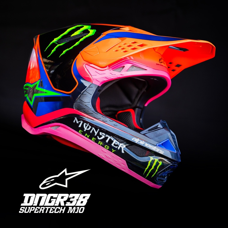 Alpinestars Supertech S-M10 HAIDEN DEEGAN edition crosshelm fluo oranje-paars-roze-groen