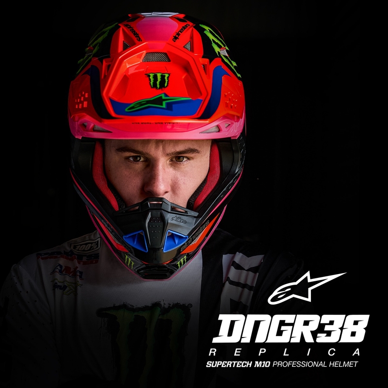 Alpinestars Supertech S-M10 HAIDEN DEEGAN edition crosshelm fluo oranje-paars-roze-groen