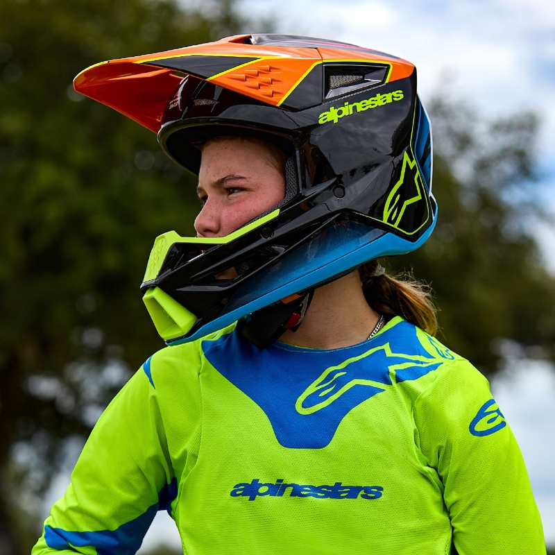 Alpinestars S-M3 FRAY kindercrosshelm zwart-fluo oranje-fluo geel-turquoise