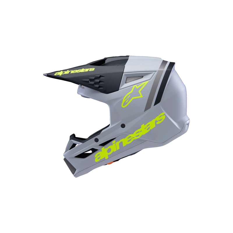 Alpinestars S-M3 RADIUM kindercrosshelm mat grijs-fluogeel-zwart