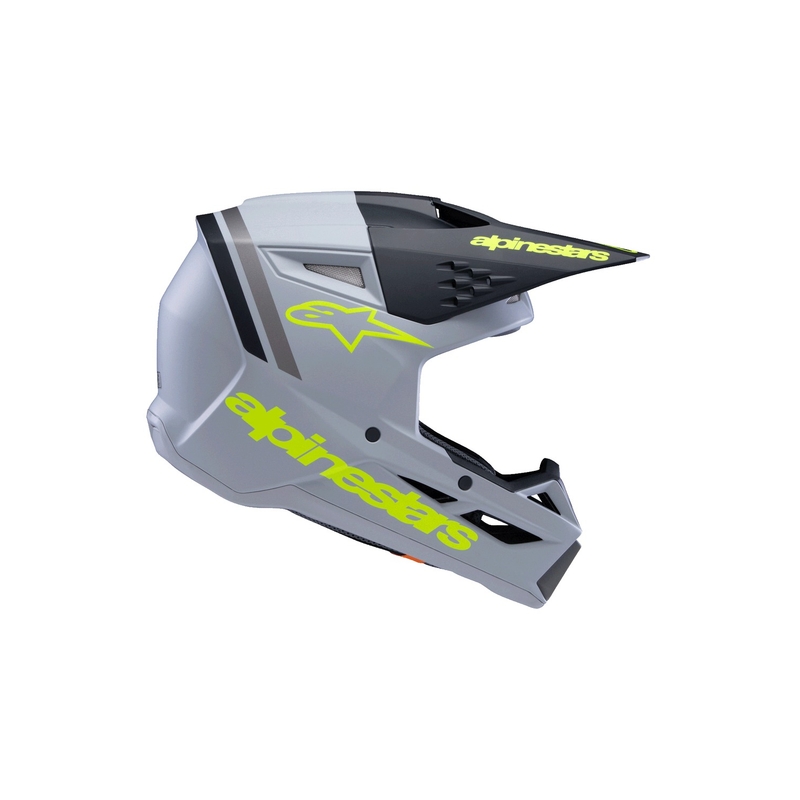 Alpinestars S-M3 RADIUM kindercrosshelm mat grijs-fluogeel-zwart