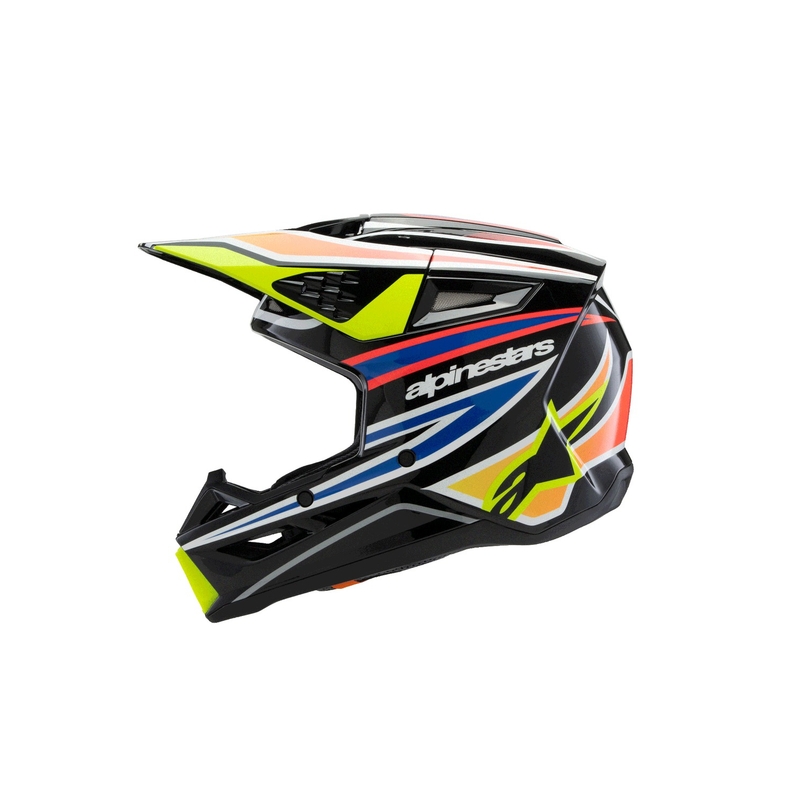Alpinestars S-M3 WURX kindercrosshelm zwart-fluo geel-blauw-rood
