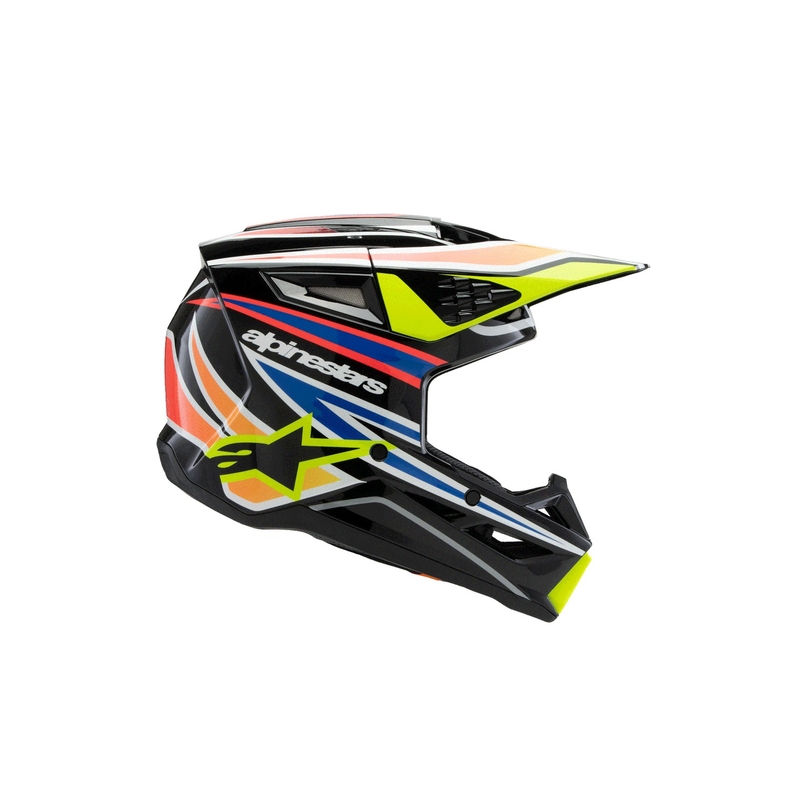 Alpinestars S-M3 WURX kindercrosshelm zwart-fluo geel-blauw-rood