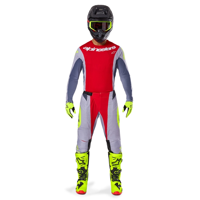 Alpinestars Techstar Melt motorcross trui rood-grijs