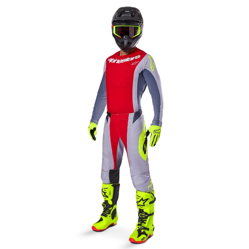 Alpinestars Techstar Melt motorcross trui rood-grijs