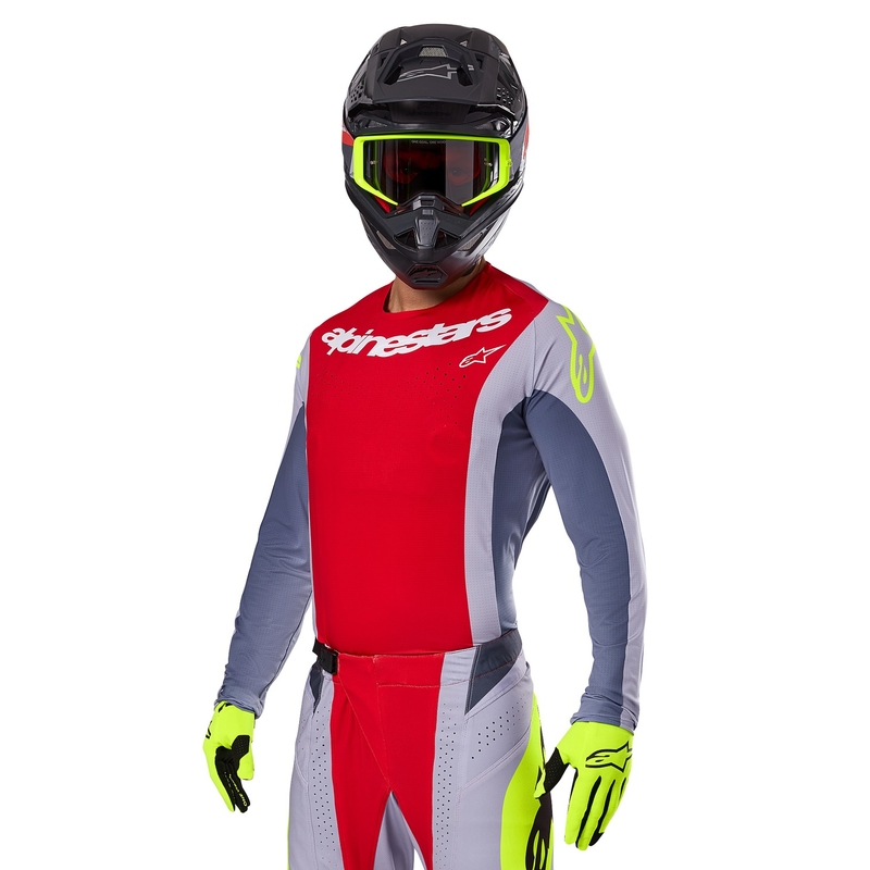 Alpinestars Techstar Melt motorcross trui rood-grijs