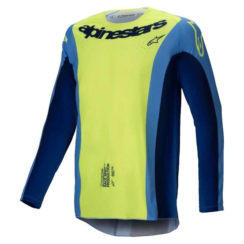 Alpinestars Techstar Melt fluo geel-blauw motocross shirt