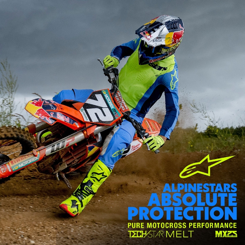 Alpinestars Techstar Melt fluo geel-blauw motocross shirt