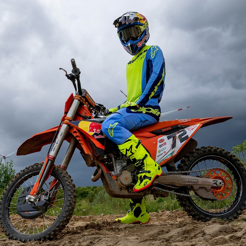 Alpinestars Techstar Melt fluo geel-blauw motocross shirt