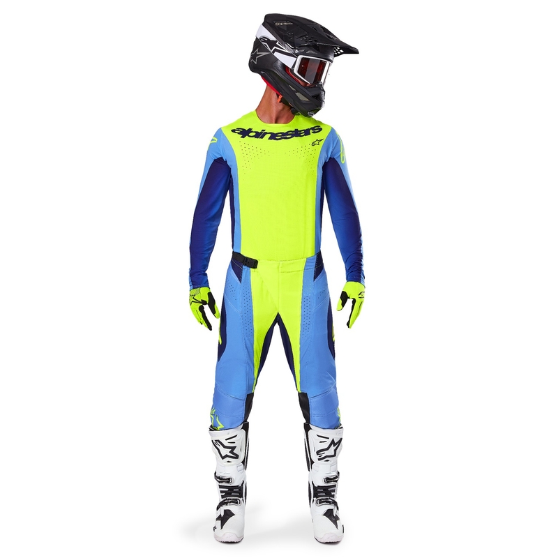 Alpinestars Techstar Melt fluo geel-blauw motocross shirt