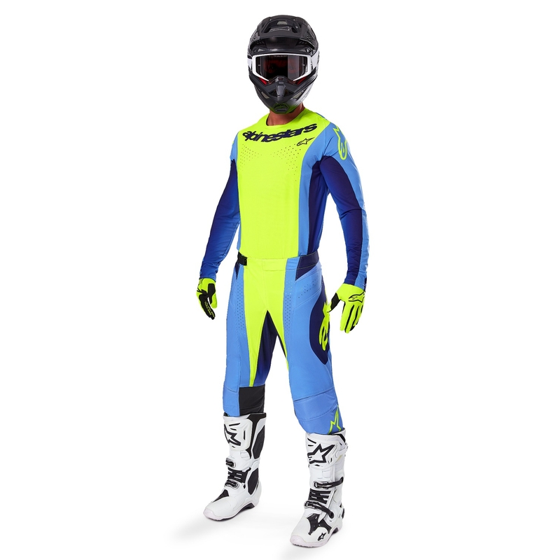 Alpinestars Techstar Melt fluo geel-blauw motocross shirt