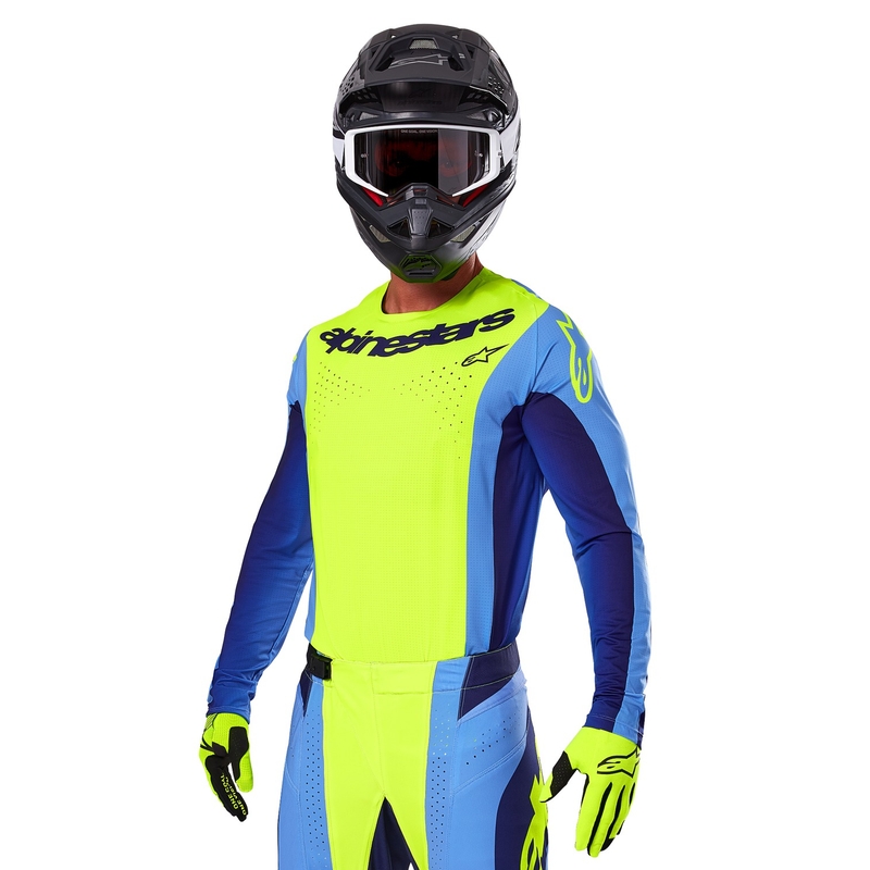 Alpinestars Techstar Melt fluo geel-blauw motocross shirt