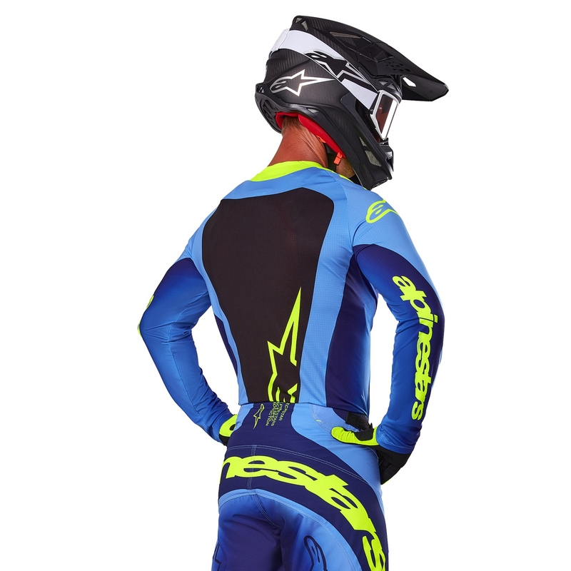 Alpinestars Techstar Melt fluo geel-blauw motocross shirt