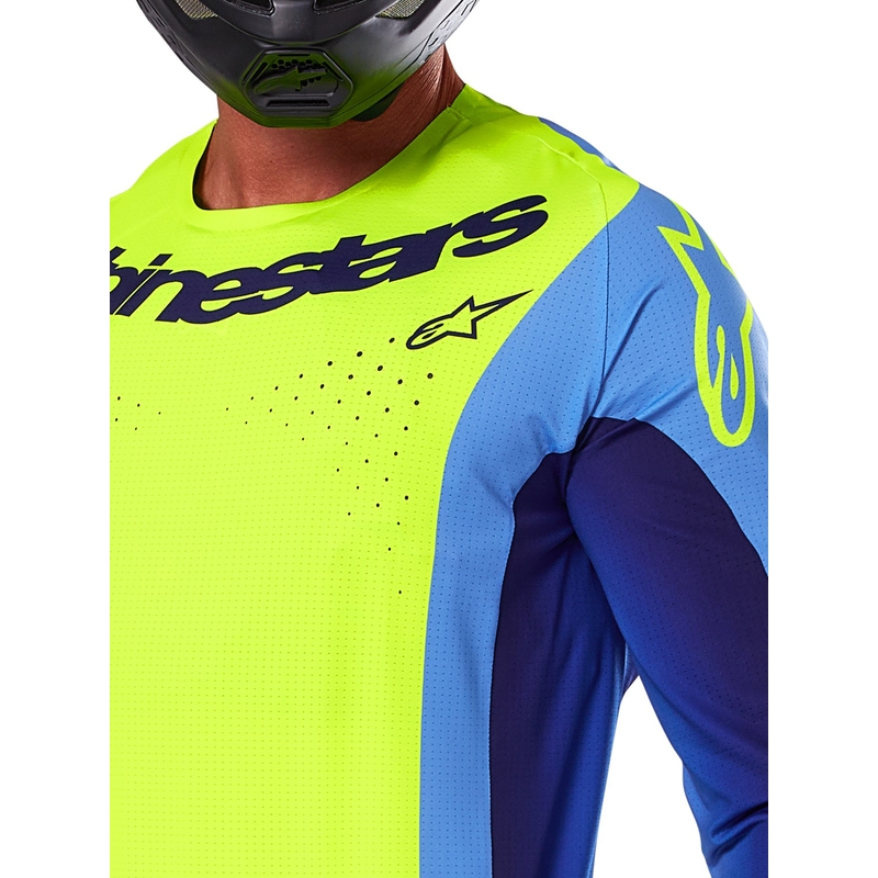 Alpinestars Techstar Melt fluo geel-blauw motocross shirt