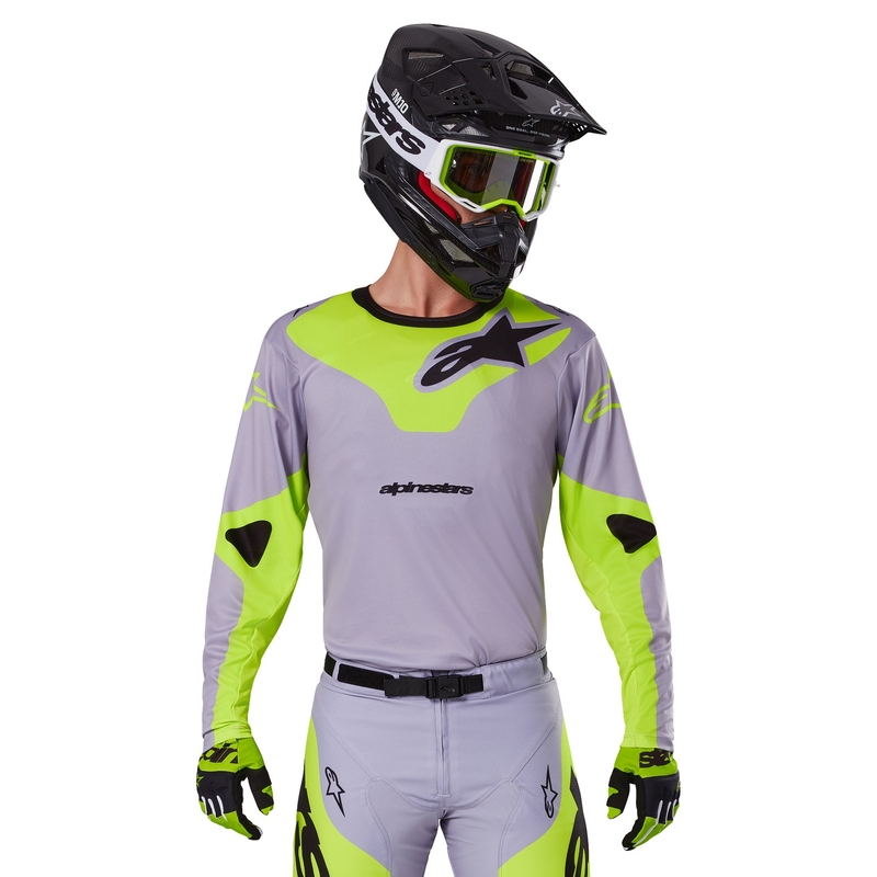 Alpinestars Racer Veil motorcross trui grijs-fluo geel