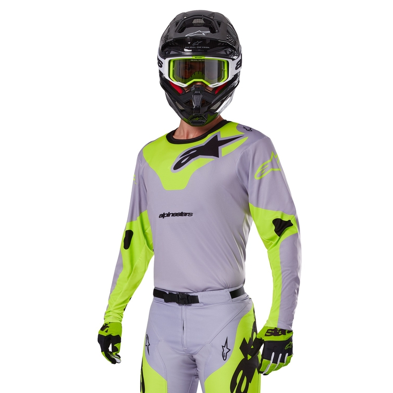 Alpinestars Racer Veil motorcross trui grijs-fluo geel