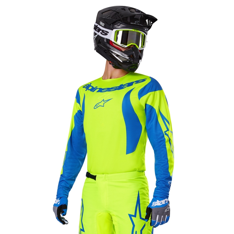 Alpinestars Fluid Haul motorcross trui fluo geel-blauw