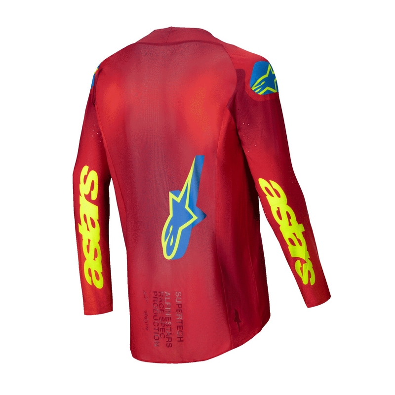 Alpinestars Supertech Maker rood-geel motocross shirt