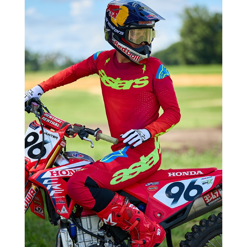 Alpinestars Supertech Maker rood-geel motocross shirt