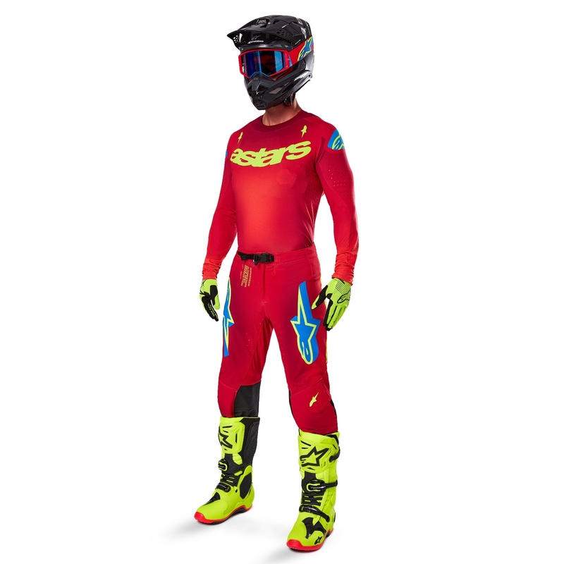 Alpinestars Supertech Maker rood-geel motocross shirt