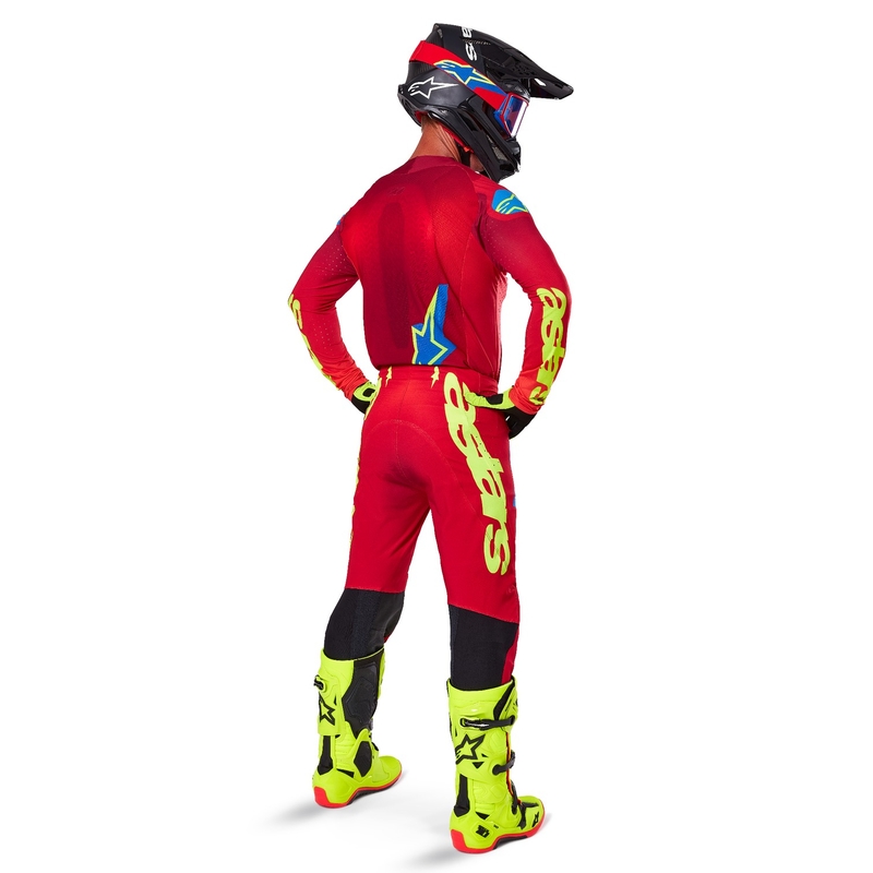 Alpinestars Supertech Maker rood-geel motocross shirt