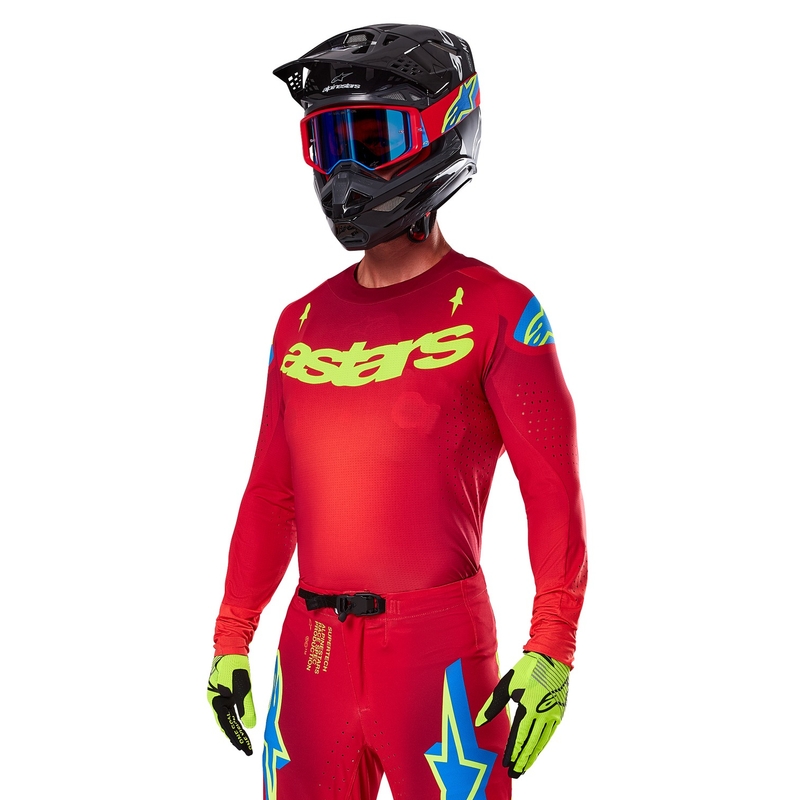 Alpinestars Supertech Maker rood-geel motocross shirt