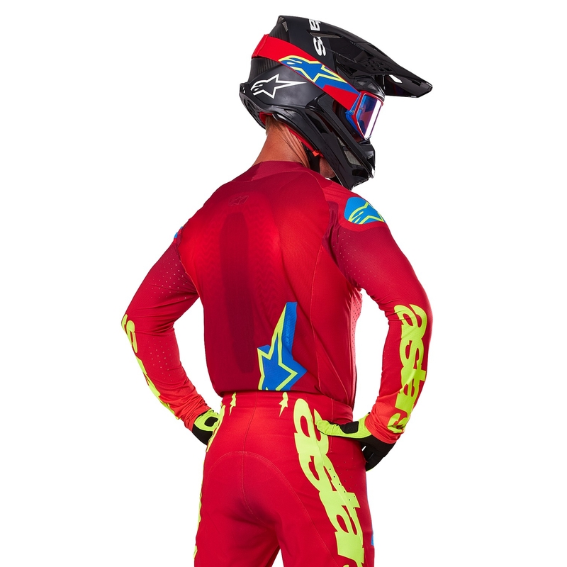 Alpinestars Supertech Maker rood-geel motocross shirt