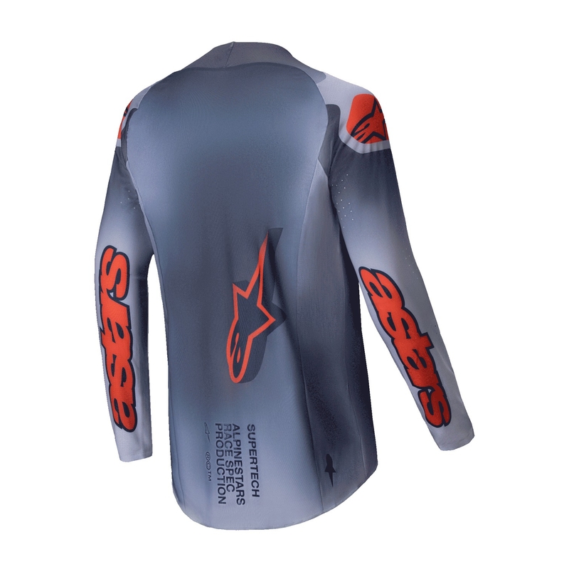 Alpinestars Supertech Lipan grijs-fluo oranje motorcross shirt